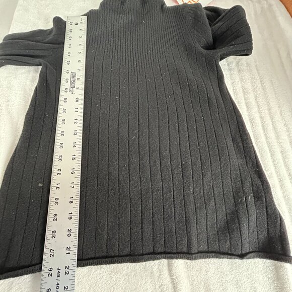 Nanette Lepore Women Black Ribbed 2Ply Cashmere Mock Neck Sweater Small Pullover - Picture 8 of 9